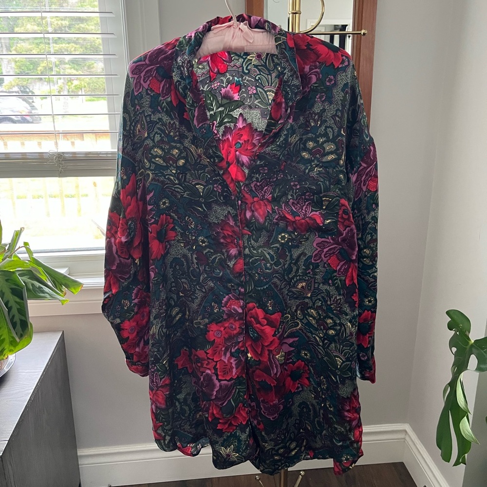 Vintage La Senza Silk Floral Women's Sleep Top